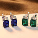 Square Emerald Gemstone Clip-On Earrings 925 Sterling Silver