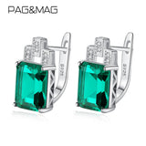Square Emerald Gemstone Clip-On Earrings 925 Sterling Silver