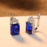 Square Emerald Gemstone Clip-On Earrings 925 Sterling Silver
