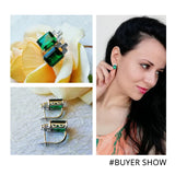 Square Emerald Gemstone Clip-On Earrings 925 Sterling Silver