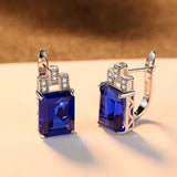 Square Emerald Gemstone Clip-On Earrings 925 Sterling Silver