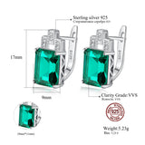 Square Emerald Gemstone Clip-On Earrings 925 Sterling Silver