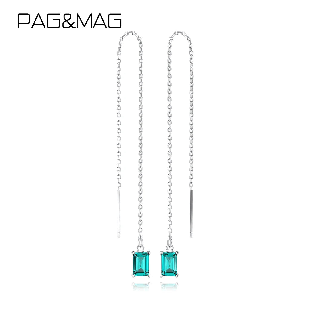 Emerald Green Tassel Earrings 925 Silver Drop Jewelry Gift