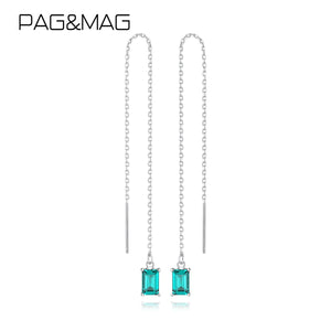 Emerald Green Tassel Earrings 925 Silver Drop Jewelry Gift