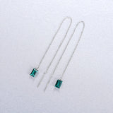 Emerald Green Tassel Earrings 925 Silver Drop Jewelry Gift
