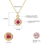 Vintage Red Zircon Gemstone Pendant 925 Sterling Silver Necklace