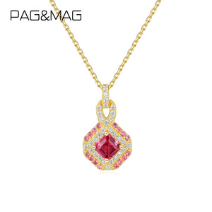 Vintage Red Zircon Gemstone Pendant 925 Sterling Silver Necklace