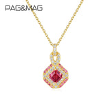 Vintage Red Zircon Gemstone Pendant 925 Sterling Silver Necklace