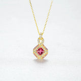 Vintage Red Zircon Gemstone Pendant 925 Sterling Silver Necklace
