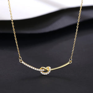925Silver Knot Necklace 14k Plated Zircon Charm Chain Light Pendant