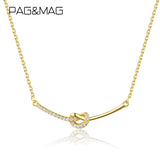 925Silver Knot Necklace 14k Plated Zircon Charm Chain Light Pendant