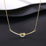 925Silver Knot Necklace 14k Plated Zircon Charm Chain Light Pendant