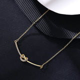 925Silver Knot Necklace 14k Plated Zircon Charm Chain Light Pendant