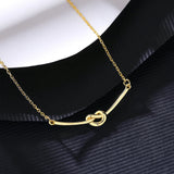 925Silver Knot Necklace 14k Plated Zircon Charm Chain Light Pendant