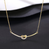 925Silver Knot Necklace 14k Plated Zircon Charm Chain Light Pendant