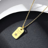 14K Zircon Bar Letter Star Necklace 925 Silver Square Charm Chain Jewelry