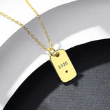 14K Zircon Bar Letter Star Necklace 925 Silver Square Charm Chain Jewelry