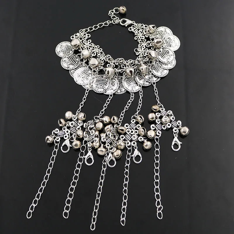 Bohemian Coin Bell Tassel Bracelet Chain