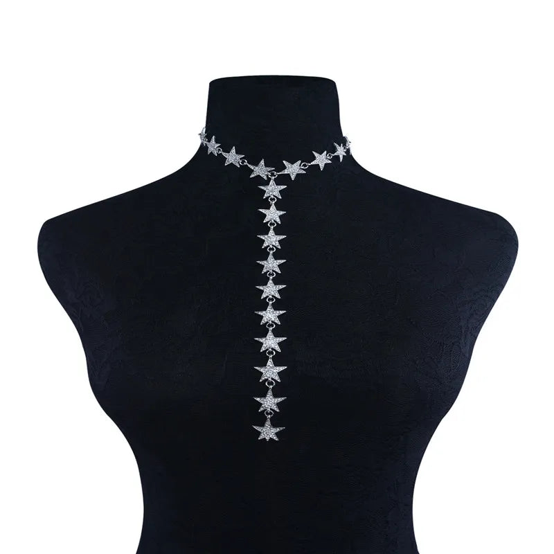 Rhinestone Star Collar Chokers Necklace Statement Jewelry