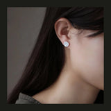 925 Sterling Silver Circular Corrugated Stud Earrings for Women