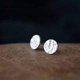 925 Sterling Silver Circular Corrugated Stud Earrings for Women
