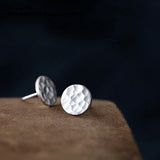 925 Sterling Silver Circular Corrugated Stud Earrings for Women