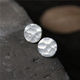 925 Sterling Silver Circular Corrugated Stud Earrings for Women