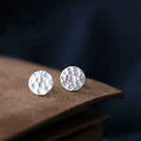 925 Sterling Silver Circular Corrugated Stud Earrings for Women
