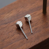 925 Silver Square Stud Earrings Men Boys Women Jewelry Punk Brincos
