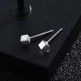 925 Silver Square Stud Earrings Men Boys Women Jewelry Punk Brincos