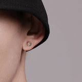 925 Silver Square Stud Earrings Men Boys Women Jewelry Punk Brincos