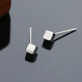 925 Silver Square Stud Earrings Men Boys Women Jewelry Punk Brincos