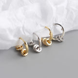 S925 Silver transport bead hoop earrings for women Dainty huggie hoops