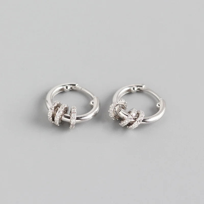 S925 Silver transport bead hoop earrings for women Dainty huggie hoops