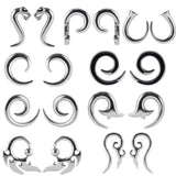 PAIR Stainless Steel Alien Ear Weights Plugs Tunnel Spiral Gauges