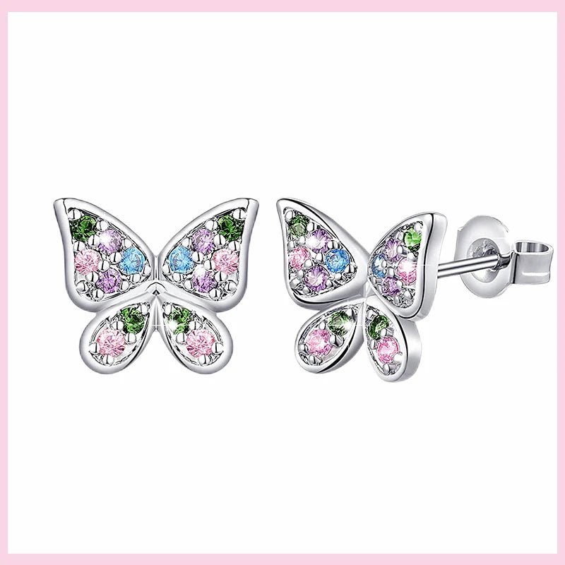 PAMELA 925 Sterling Silver Butterfly Zircon Earrings
