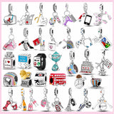 PAMELA 925 Sterling Silver Baseball Charms Barbell Sport Shoes Bead For Bracelet