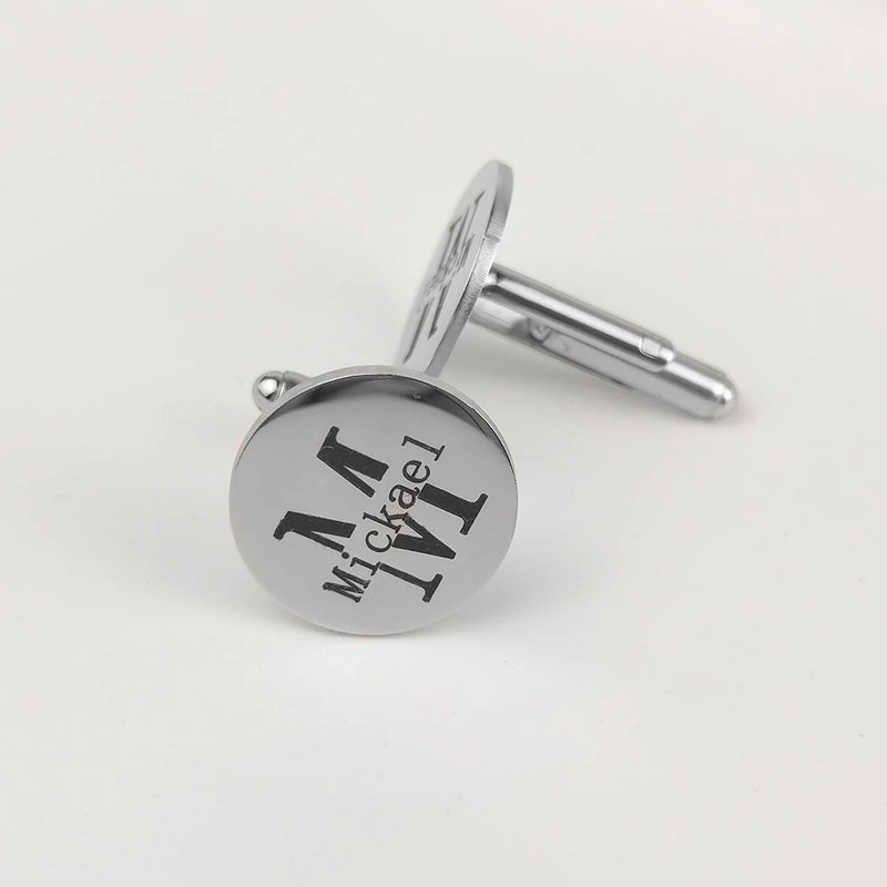 Engraved Monogram Cufflinks Stainless Steel Personalized Wedding Gift