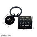 PAMPER Calendar Keychain Carved Anniversary Name Keyring