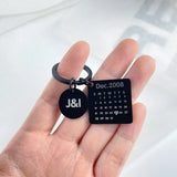 PAMPER Calendar Keychain Carved Anniversary Name Keyring