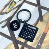 PAMPER Calendar Keychain Carved Anniversary Name Keyring