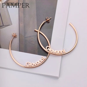 PAMPER C Shape Name Earring Nameplate Hoop Earring Women Accessories