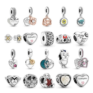 PAN 100% 925 Silver Charms Pendent Mother's Mom Gift Beads