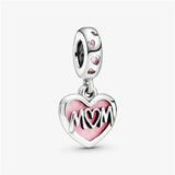 925 Sterling Silver Cartoon Rainbow Heart Charms Bead for Jewelry Making