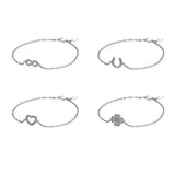 925 Silver Zircon Bracelet Heart-Letter Symbol Bracelet Women's Gift
