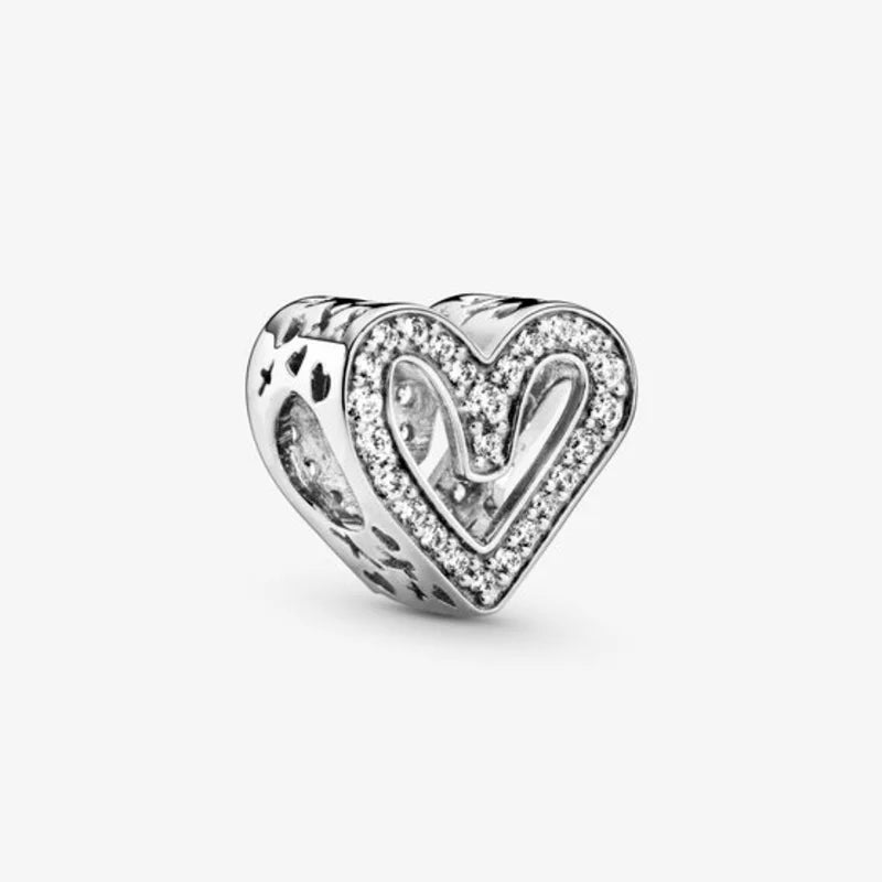 925 Sterling Silver Rose LOVE Heart Beads for Bracelet Women Men Bangle