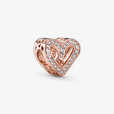 925 Sterling Silver Rose LOVE Heart Beads for Bracelet Women Men Bangle