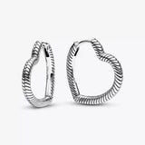 PAN 925 Sterling Silver Hoop Stud Earrings Heart Logo Circles Gift Jewelry
