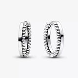 PAN 925 Sterling Silver Hoop Stud Earrings Heart Logo Circles Gift Jewelry