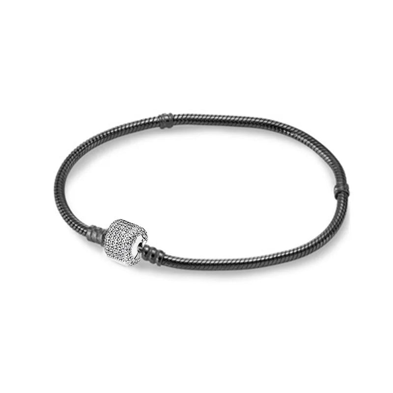 925 Sterling Silver PAN Charms Bracelet for Women Men with Buckle Clasp